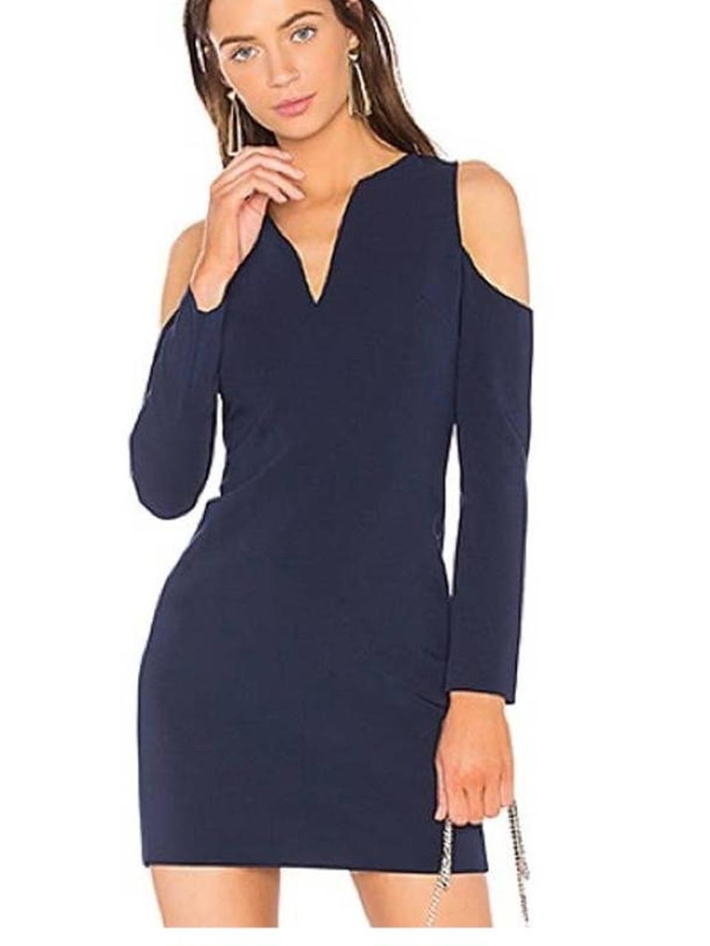 Alice + Olivia Navy Cold Shoulder Sheath Dress Size 12 Elegant Cocktail Career